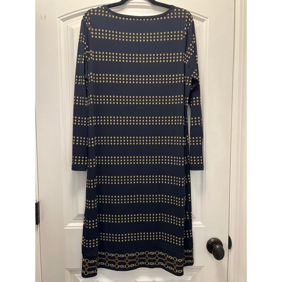 NWT Michael Michael Kors Womens Chain Dot Print Shift Stretch Dress Size 1X Blue - Picture 6 of 6